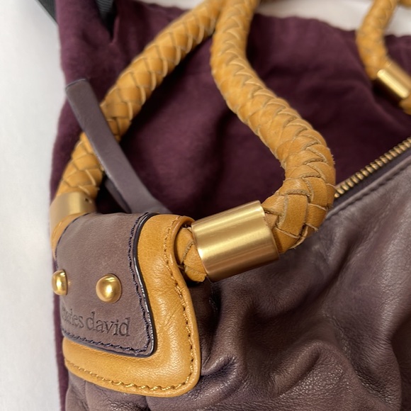 Charles David Purple Distressed Leather Handbag - Picture 7 of 14